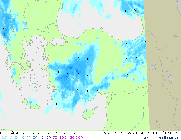 Precipitation accum. Arpege-eu Po 27.05.2024 06 UTC