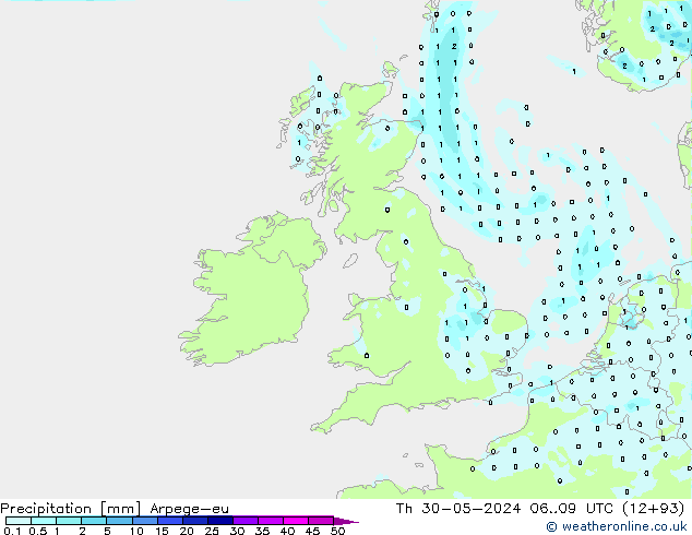 Precipitation Arpege-eu Th 30.05.2024 09 UTC