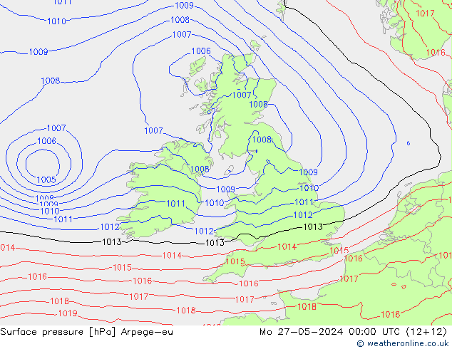 Presión superficial Arpege-eu lun 27.05.2024 00 UTC