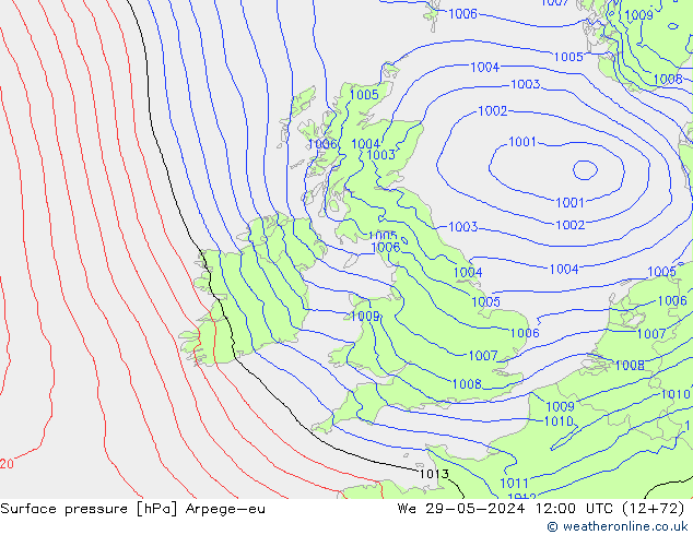 Luchtdruk (Grond) Arpege-eu wo 29.05.2024 12 UTC