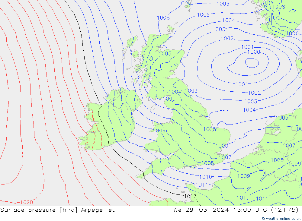 pressão do solo Arpege-eu Qua 29.05.2024 15 UTC