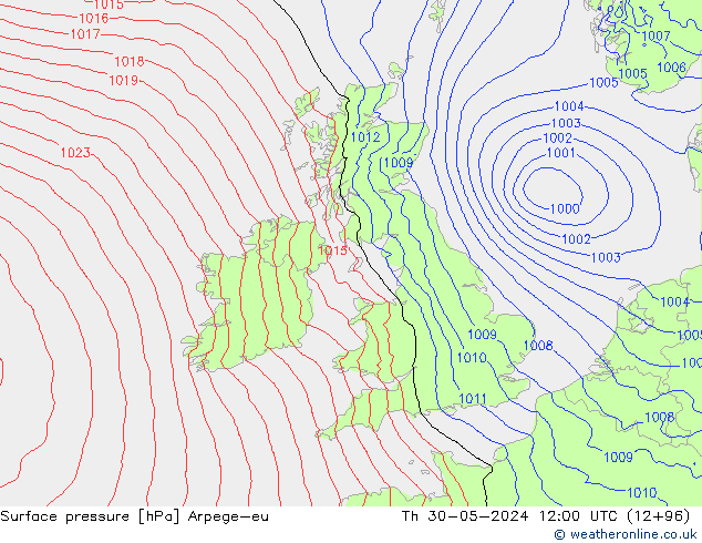 Bodendruck Arpege-eu Do 30.05.2024 12 UTC