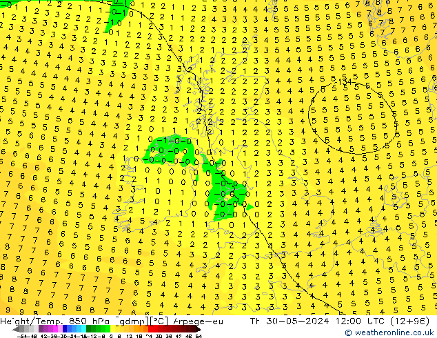 Height/Temp. 850 hPa Arpege-eu czw. 30.05.2024 12 UTC