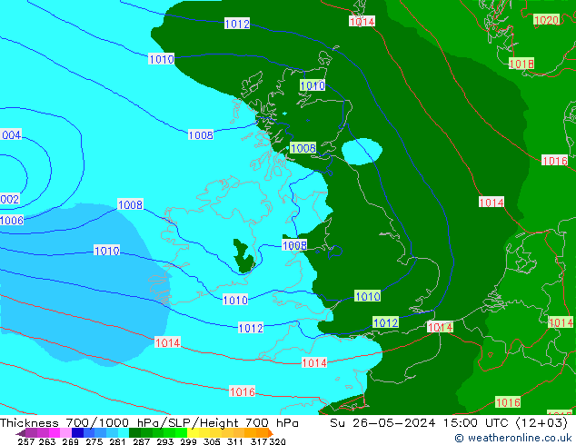 Thck 700-1000 hPa Arpege-eu dom 26.05.2024 15 UTC