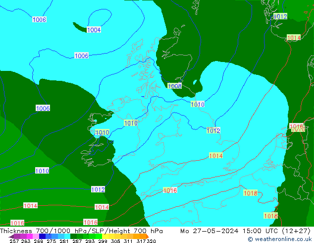 Thck 700-1000 hPa Arpege-eu lun 27.05.2024 15 UTC