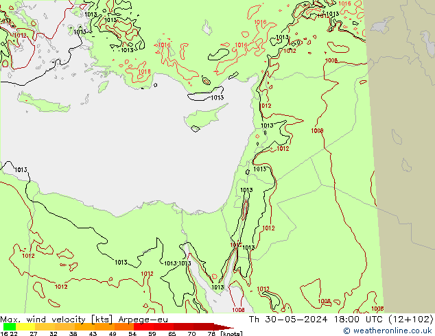 Maks. Rüzgar Hızı Arpege-eu Per 30.05.2024 18 UTC