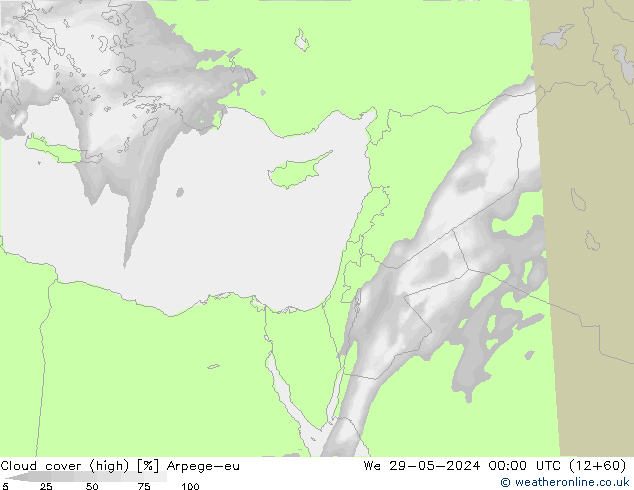 zachmurzenie (wysokie) Arpege-eu śro. 29.05.2024 00 UTC