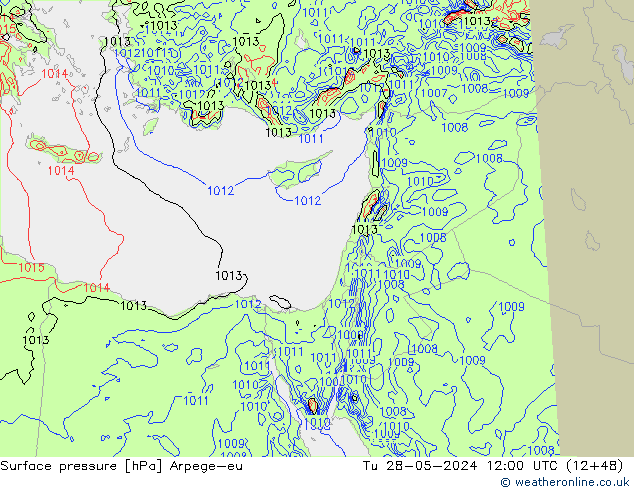 Surface pressure Arpege-eu Tu 28.05.2024 12 UTC