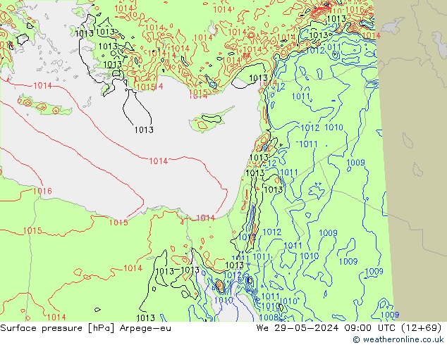 Pressione al suolo Arpege-eu mer 29.05.2024 09 UTC