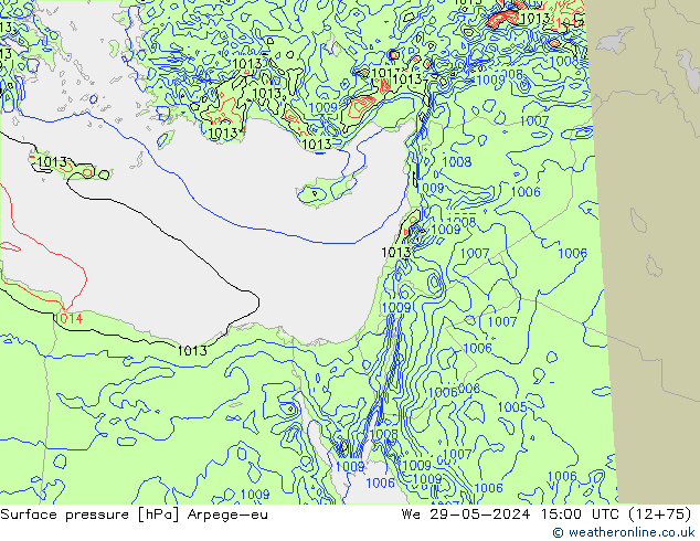 Atmosférický tlak Arpege-eu St 29.05.2024 15 UTC