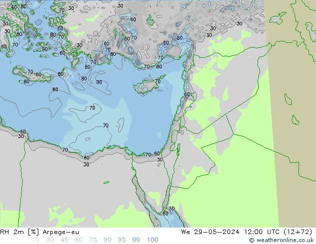 RH 2m Arpege-eu  29.05.2024 12 UTC