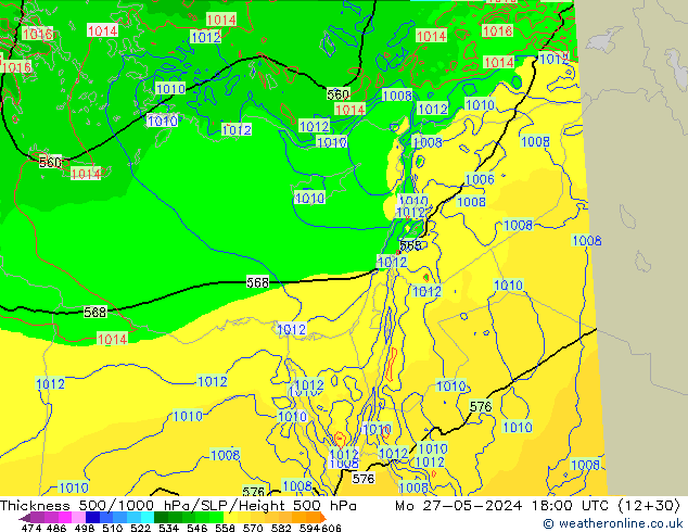 Thck 500-1000hPa Arpege-eu lun 27.05.2024 18 UTC