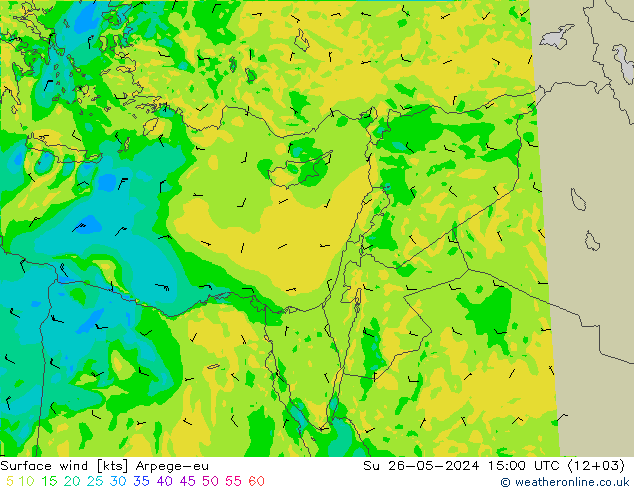 Surface wind Arpege-eu Su 26.05.2024 15 UTC