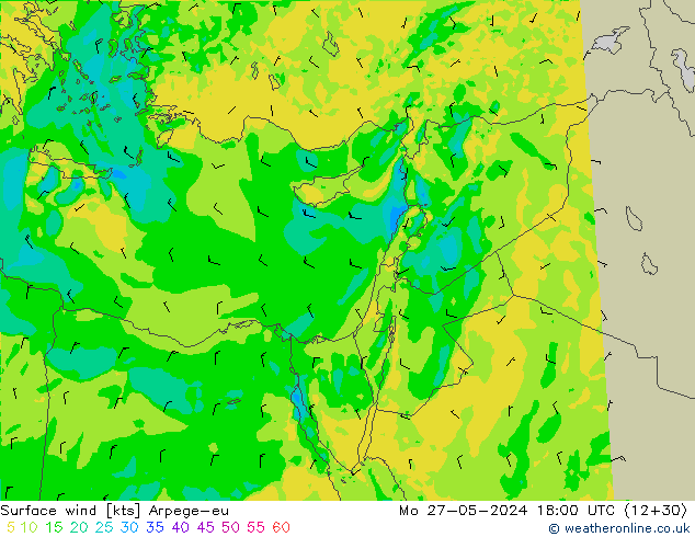 Surface wind Arpege-eu Mo 27.05.2024 18 UTC