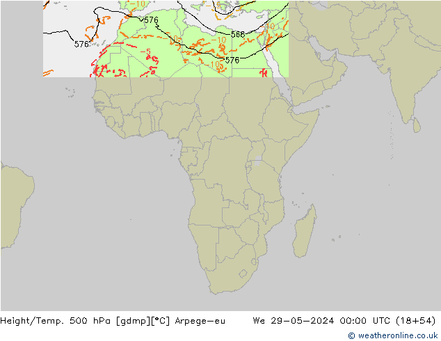 Height/Temp. 500 hPa Arpege-eu We 29.05.2024 00 UTC