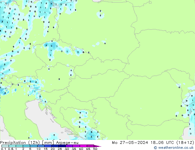 Precipitation (12h) Arpege-eu Mo 27.05.2024 06 UTC