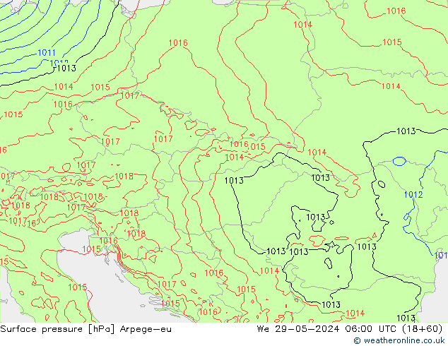 Presión superficial Arpege-eu mié 29.05.2024 06 UTC