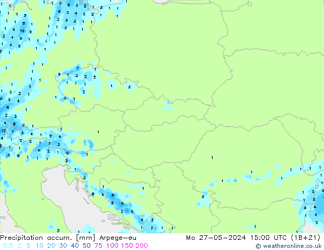 Toplam Yağış Arpege-eu Pzt 27.05.2024 15 UTC