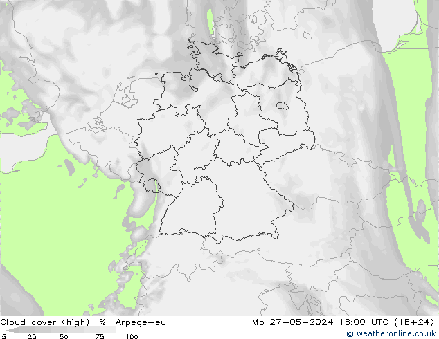 Bewolking (Hoog) Arpege-eu ma 27.05.2024 18 UTC