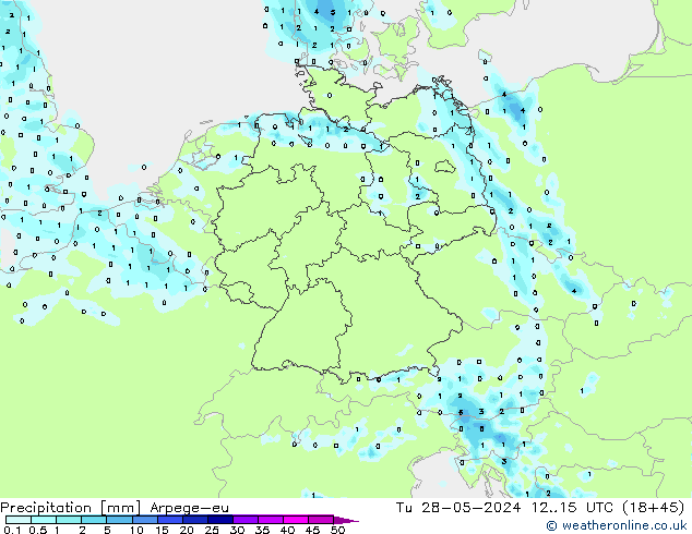 Precipitazione Arpege-eu mar 28.05.2024 15 UTC
