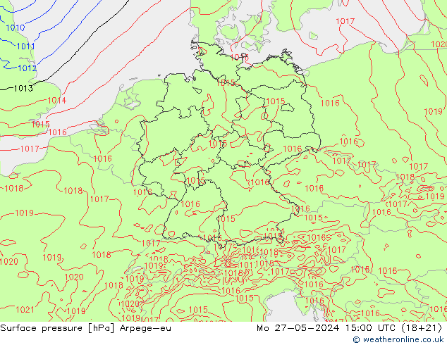 приземное давление Arpege-eu пн 27.05.2024 15 UTC