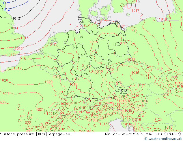 Luchtdruk (Grond) Arpege-eu ma 27.05.2024 21 UTC