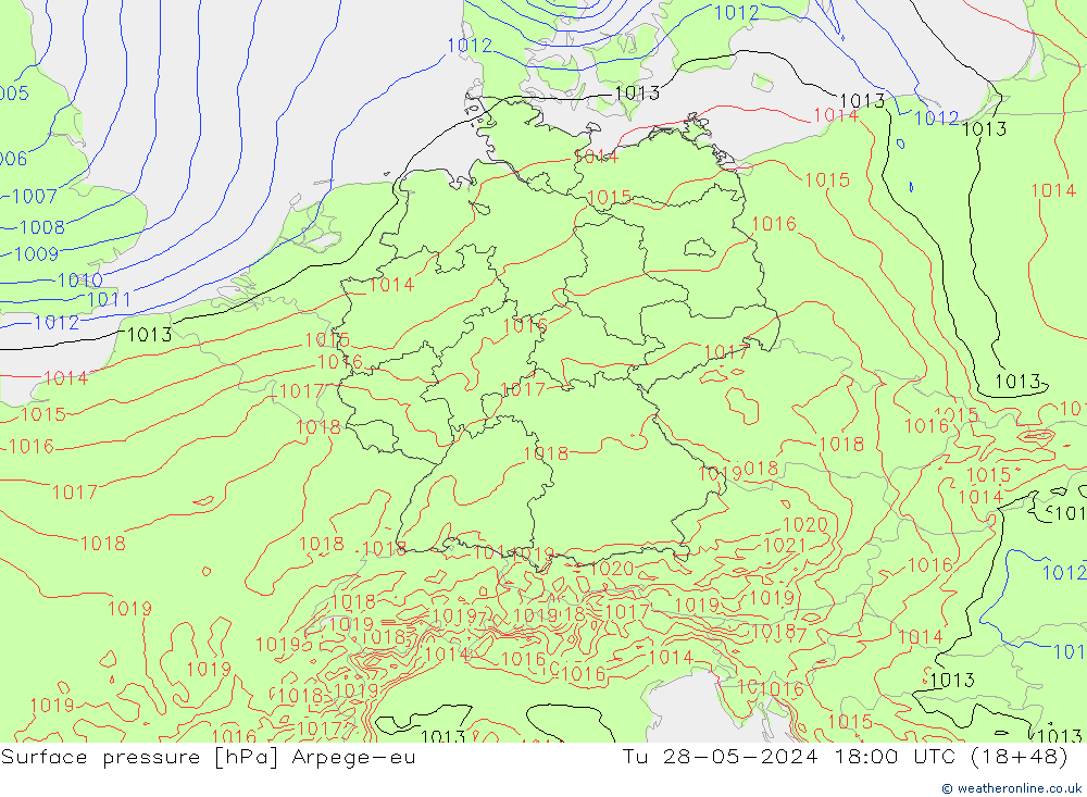 Yer basıncı Arpege-eu Sa 28.05.2024 18 UTC
