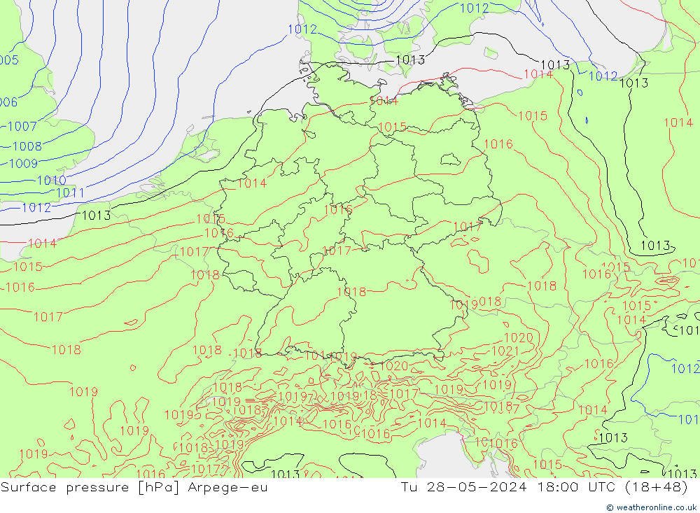 pressão do solo Arpege-eu Ter 28.05.2024 18 UTC