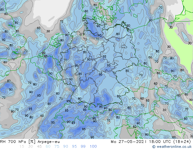 RV 700 hPa Arpege-eu ma 27.05.2024 18 UTC