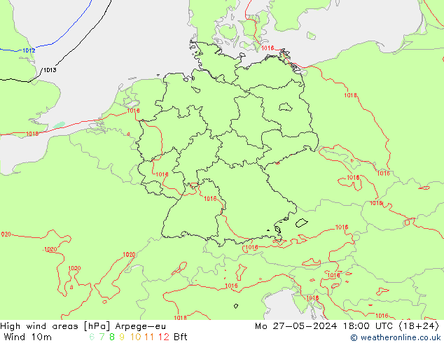 High wind areas Arpege-eu lun 27.05.2024 18 UTC