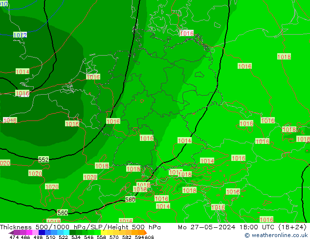 Dikte 500-1000hPa Arpege-eu ma 27.05.2024 18 UTC