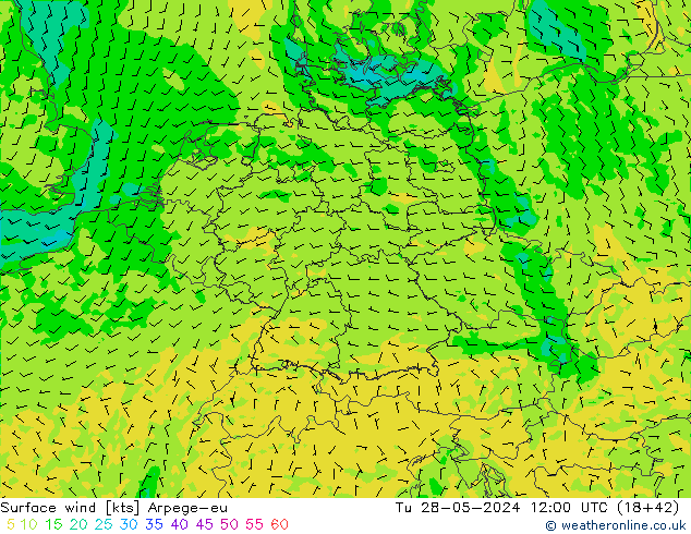 Wind 10 m Arpege-eu di 28.05.2024 12 UTC