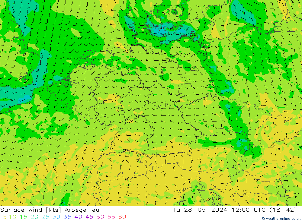 Rüzgar 10 m Arpege-eu Sa 28.05.2024 12 UTC