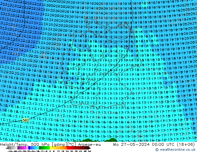 Height/Temp. 500 hPa Arpege-eu Seg 27.05.2024 00 UTC