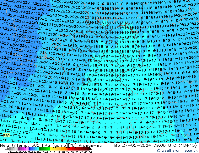 Hoogte/Temp. 500 hPa Arpege-eu ma 27.05.2024 09 UTC