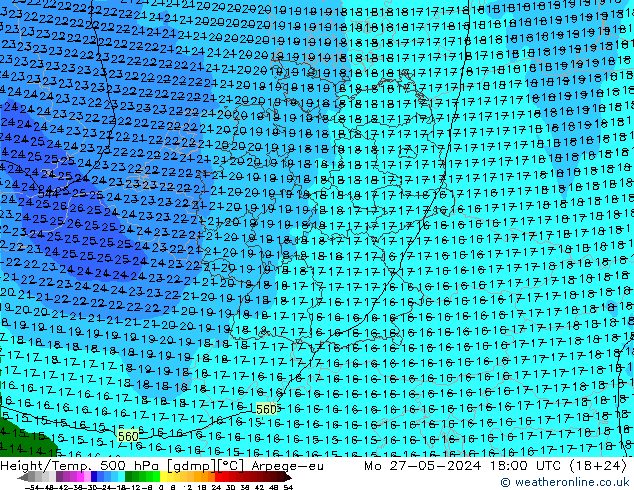 Height/Temp. 500 hPa Arpege-eu Mo 27.05.2024 18 UTC