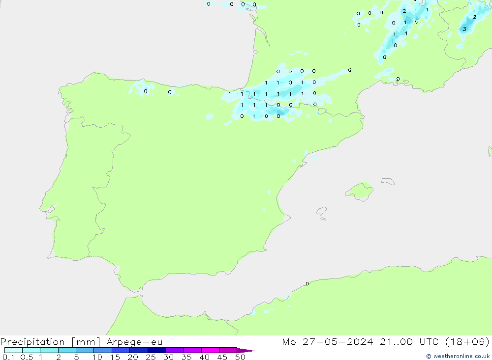 Precipitación Arpege-eu lun 27.05.2024 00 UTC