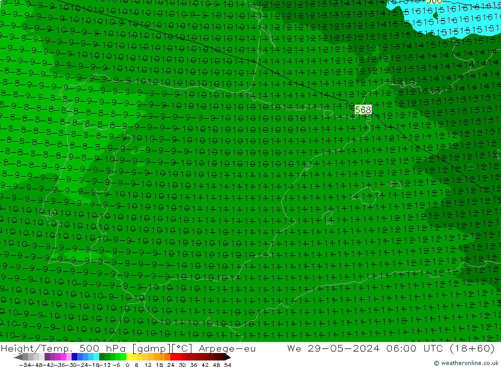 Height/Temp. 500 hPa Arpege-eu We 29.05.2024 06 UTC