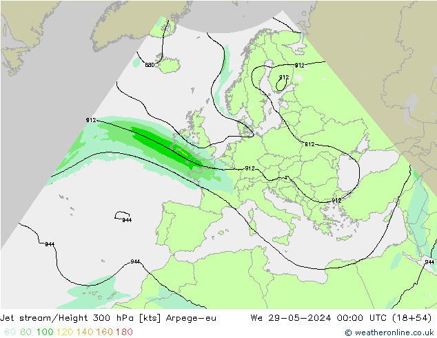 Jet stream/Height 300 hPa Arpege-eu We 29.05.2024 00 UTC