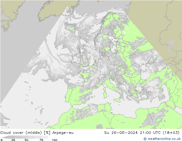 oblačnosti uprostřed Arpege-eu Ne 26.05.2024 21 UTC