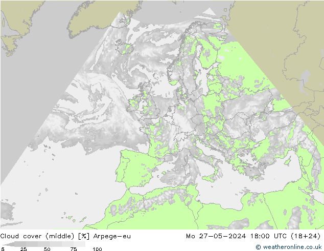 Wolken (mittel) Arpege-eu Mo 27.05.2024 18 UTC