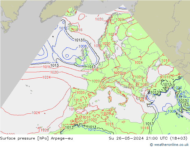 pressão do solo Arpege-eu Dom 26.05.2024 21 UTC