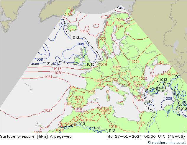 Atmosférický tlak Arpege-eu Po 27.05.2024 00 UTC