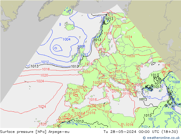 Pressione al suolo Arpege-eu mar 28.05.2024 00 UTC