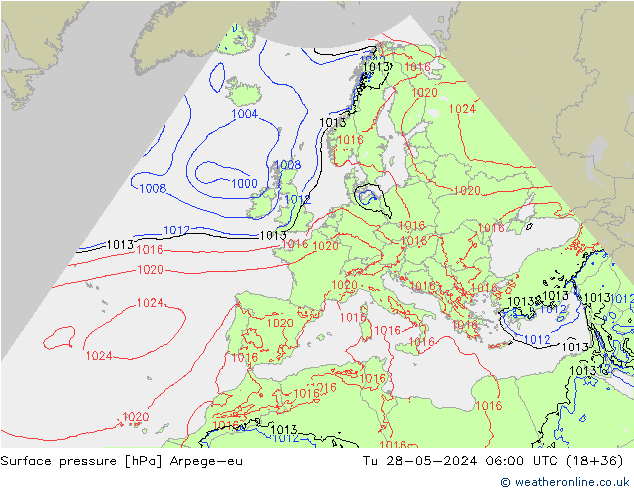 Bodendruck Arpege-eu Di 28.05.2024 06 UTC