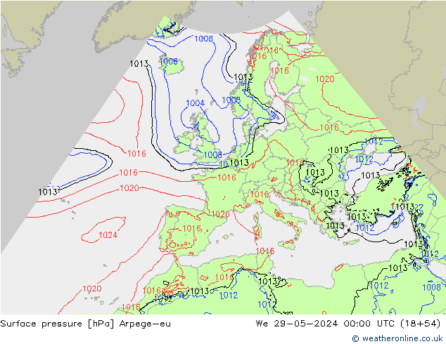 Surface pressure Arpege-eu We 29.05.2024 00 UTC