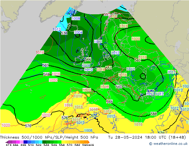 Thck 500-1000hPa Arpege-eu wto. 28.05.2024 18 UTC