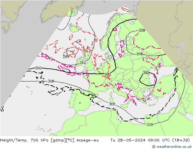 Height/Temp. 700 hPa Arpege-eu Ter 28.05.2024 09 UTC