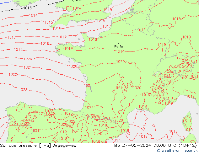приземное давление Arpege-eu пн 27.05.2024 06 UTC