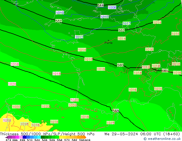 Thck 500-1000hPa Arpege-eu Qua 29.05.2024 06 UTC